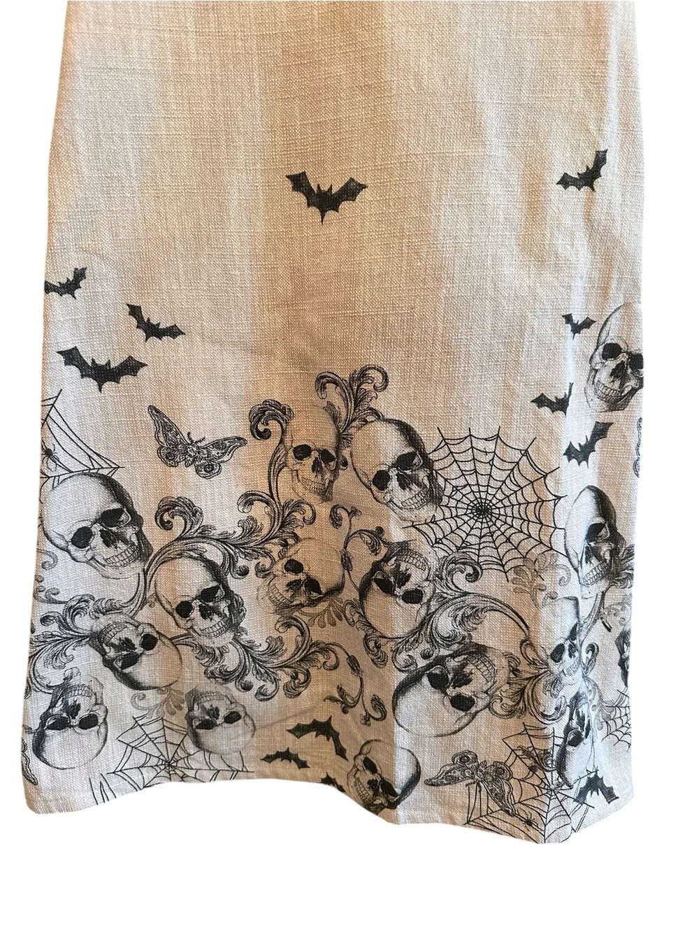 Halloween Apron Black Cats Bats Skulls Spider Web Gothic NEW